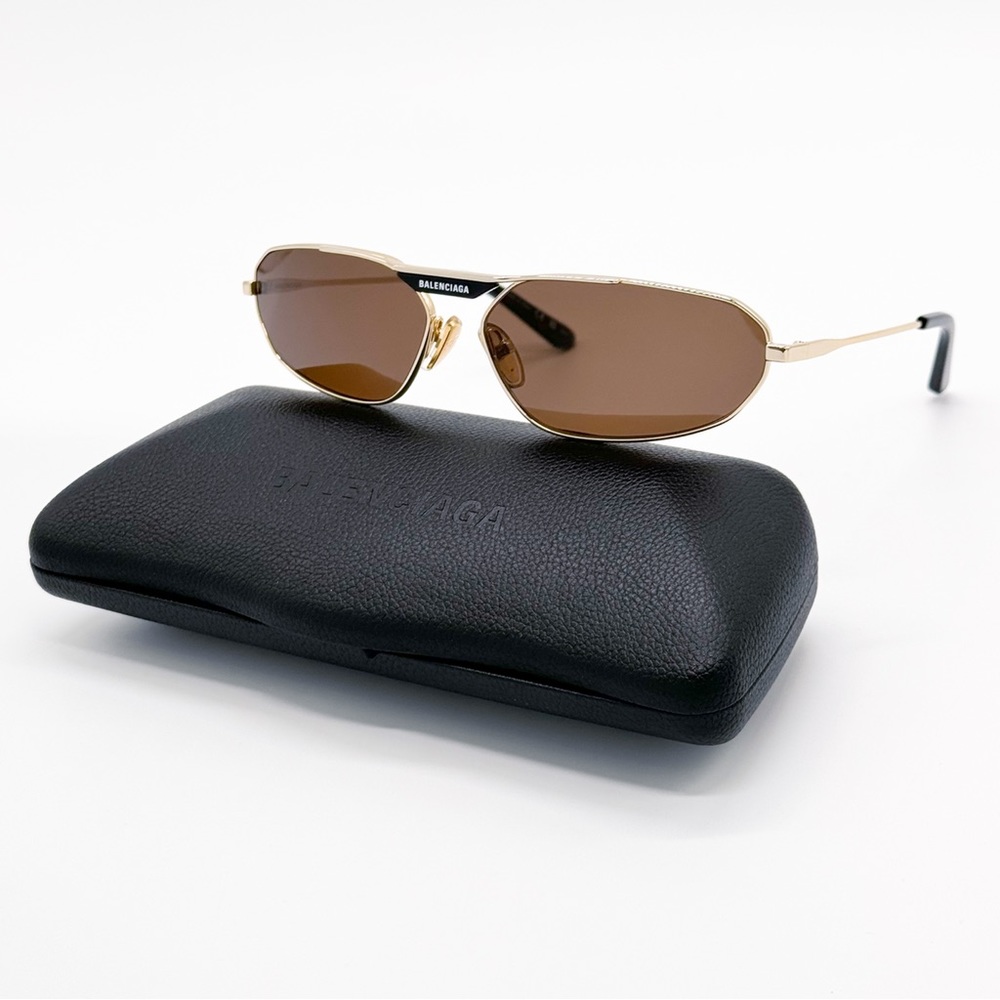 NEW BALENCIAGA BB0245S 003 GOLD BROWN UNISEX SUNGLASSES BB 0245S 003 METAL